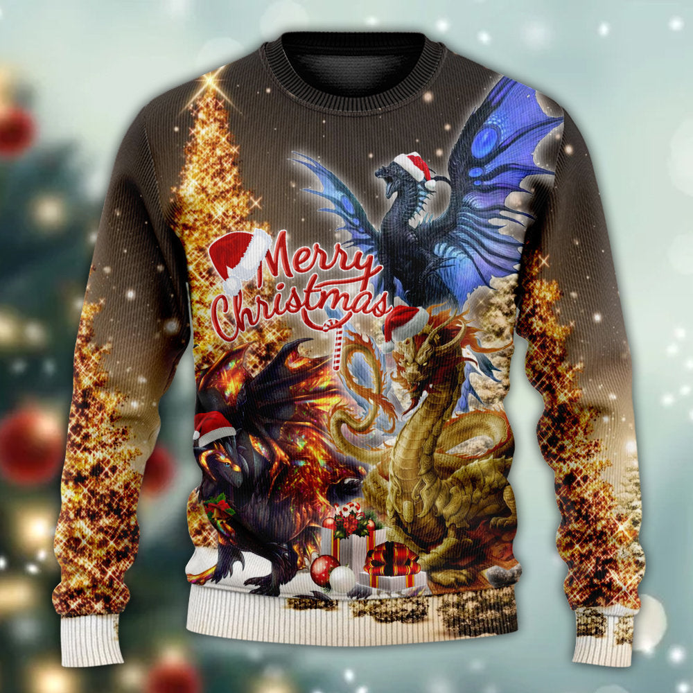 Dragon Merry Christmas Bright Power – Sweater - Ugly Christmas Sweater