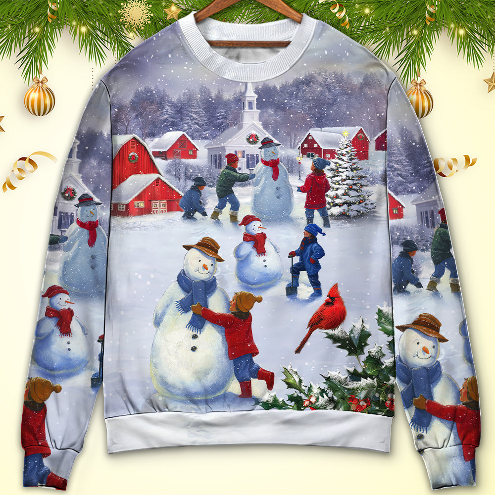 Christmas Children Love Snowman Town – Sweater - Ugly Christmas Sweater