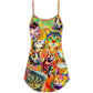 Funny Cat Lover Colorful Painting – Women's Summer Sleeveless V-Neck Camisole Dress