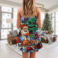 Christmas Skull Scary Holiday – Women's Summer Sleeveless V-Neck Camisole Dress