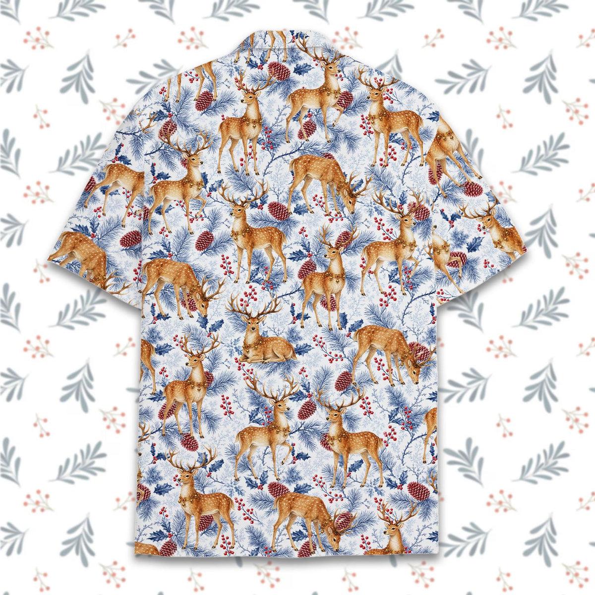 Christmas Deer Winter Reindeer Pine Cone Woodland – Hawaiian Shirt