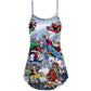 Christmas Santa Skateboarding Snow – Women's Summer Sleeveless V-Neck Camisole Dress
