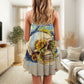 Vintage Skull Sunflower Starry Night – Women's Summer Sleeveless V-Neck Camisole Dress