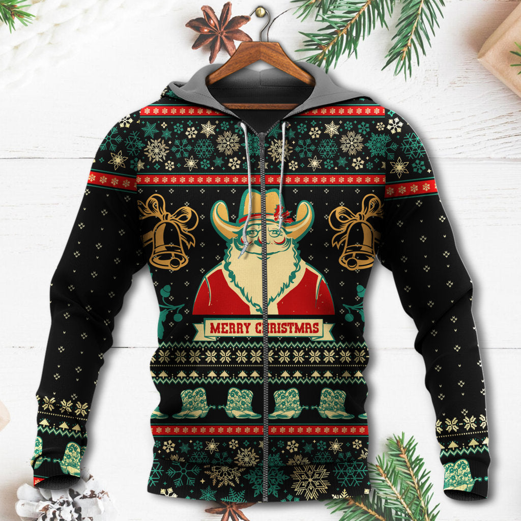 Christmas Cowboy Santa Western Style - 3D Hoodie
