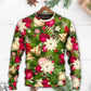 Christmas Fir Tree And Poinsettia Flowers – Sweater - Ugly Christmas Sweater
