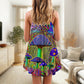 Hippie Mushroom Magic Style – Women's Summer Sleeveless V-Neck Camisole Dress