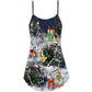Christmas Skull Dancing Holiday – Women's Summer Sleeveless V-Neck Camisole Dress