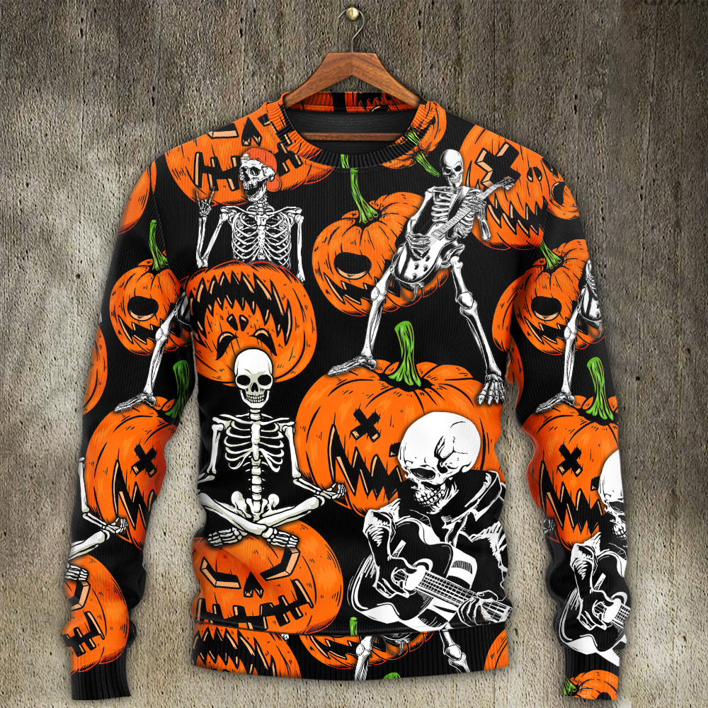 Halloween Skeleton Pumpkin Art – Sweater - Ugly Christmas Sweater
