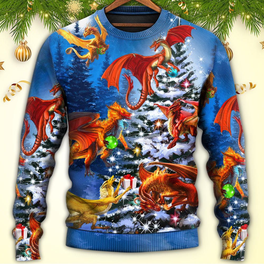 Christmas Dragon Family Love Light Art – Sweater - Ugly Christmas Sweater
