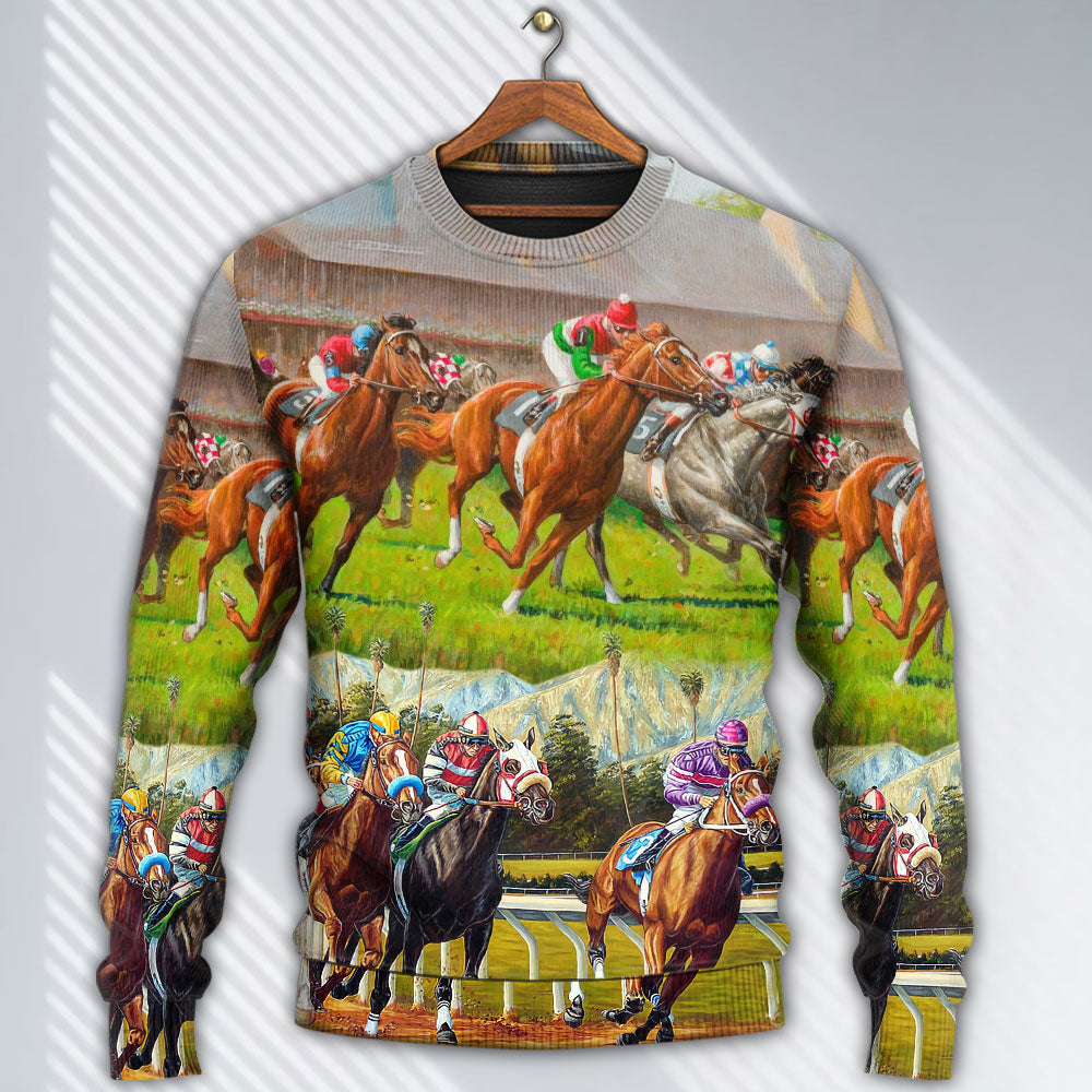 Horse Racing Dont Look Back Style – Sweater - Ugly Christmas Sweater