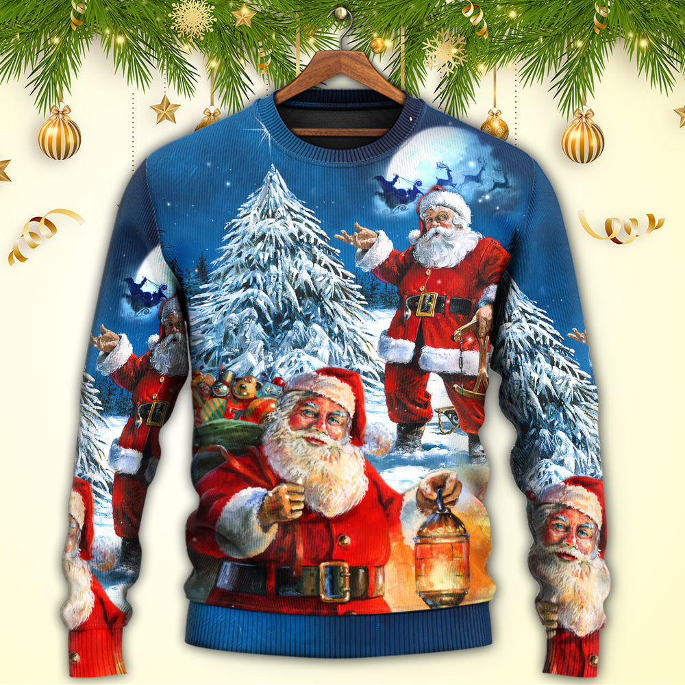 Christmas Santa Story Night Is Coming Art – Sweater - Ugly Christmas Sweater