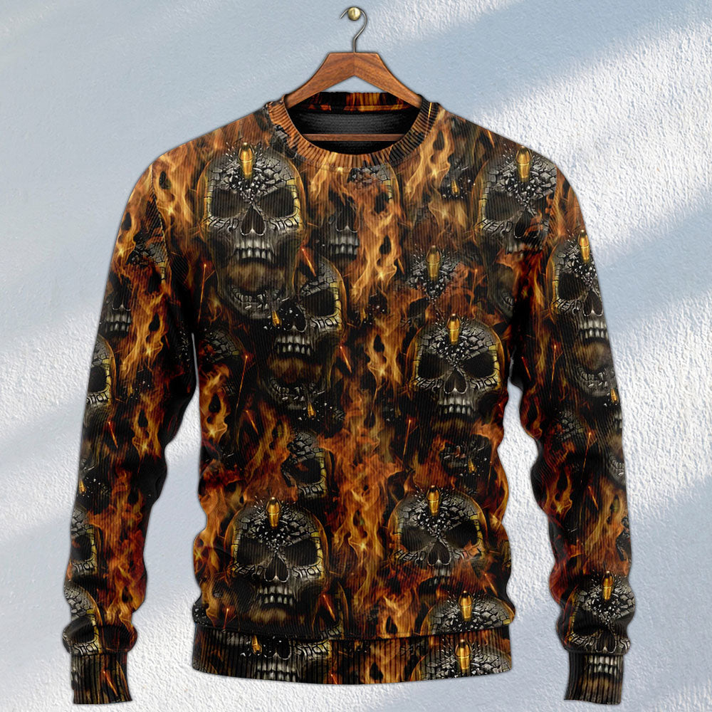 Skull Dark Fire Abstract Art – Sweater - Ugly Christmas Sweater