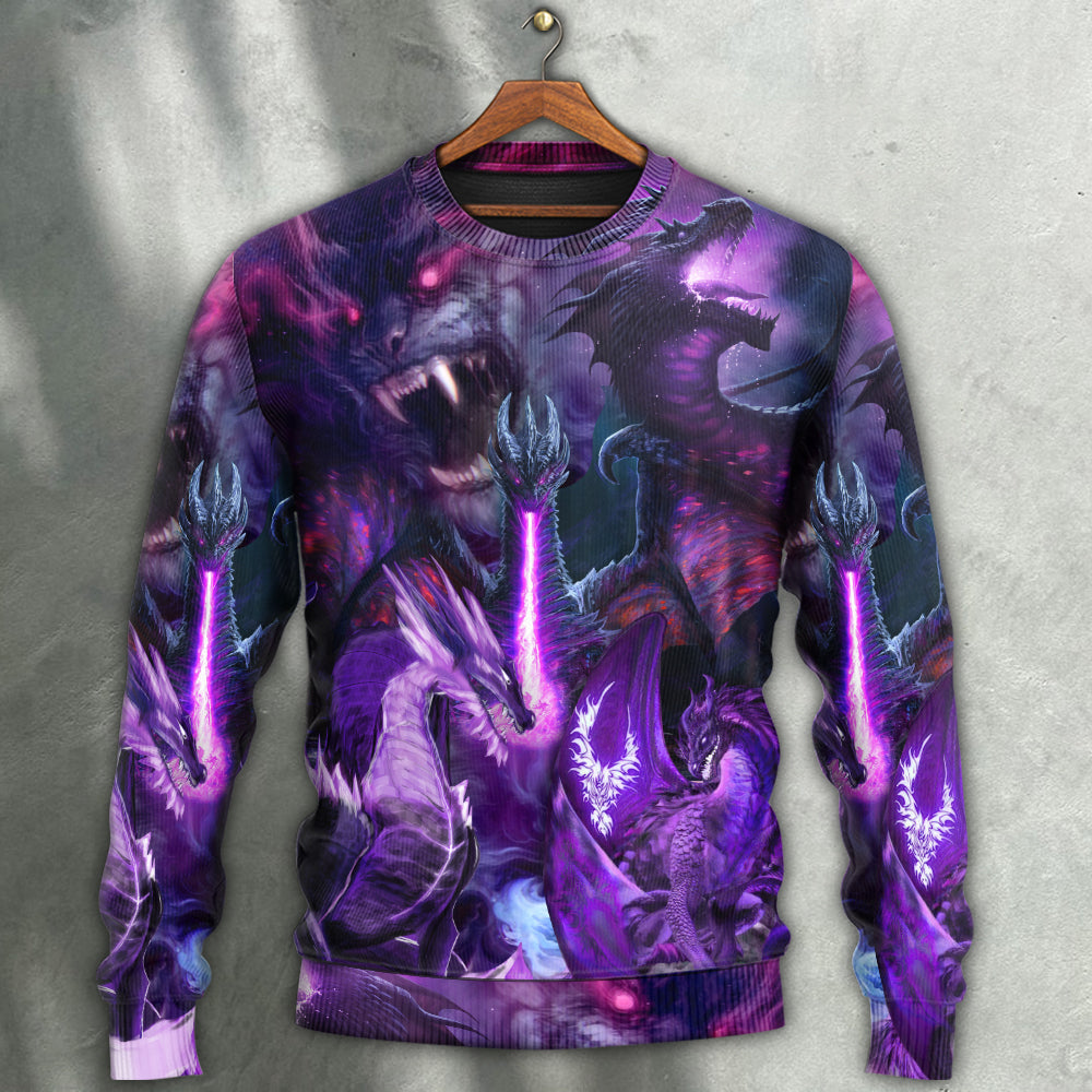 Dark Purple Dragon Lightning Art – Sweater - Ugly Christmas Sweater
