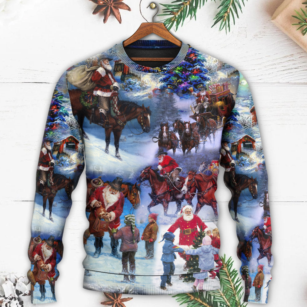 Christmas Santa Cowboy Love Children – Sweater - Ugly Christmas Sweater