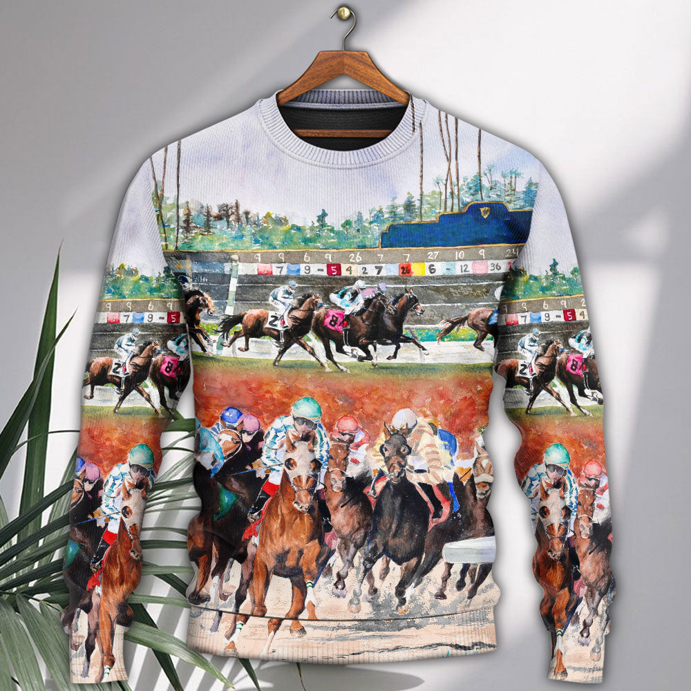 Horse Racing Wild Power Style – Sweater - Ugly Christmas Sweater