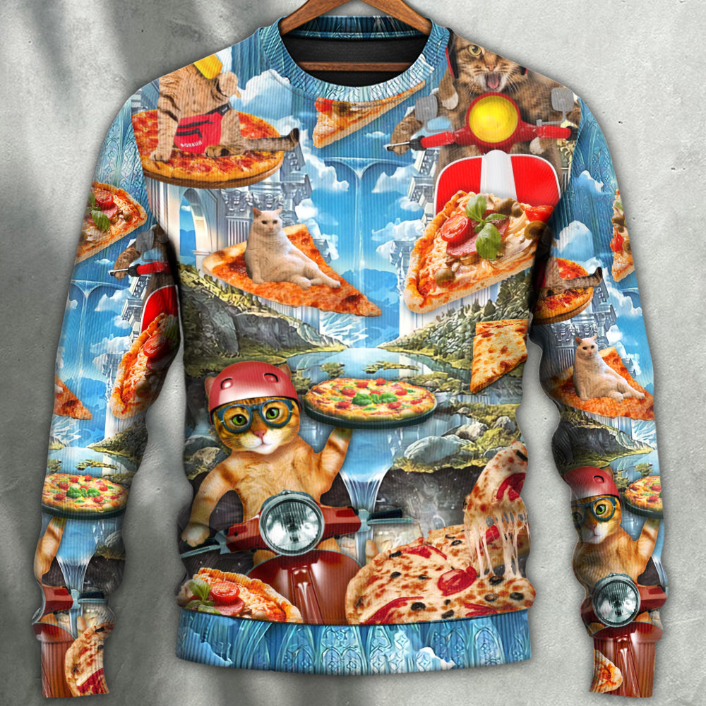 Funny Cat Pizza Lover Style – Sweater - Ugly Christmas Sweater