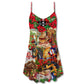 Santa Cowboy Red Style Merry Christmas – Women's Summer Sleeveless V-Neck Camisole Dress