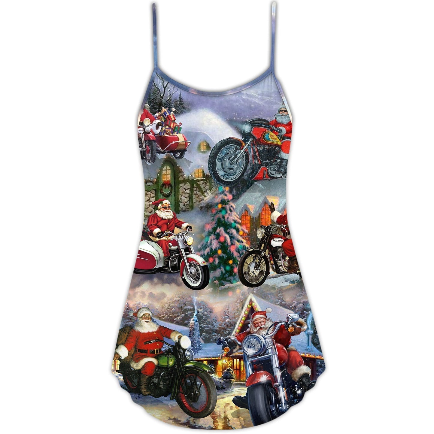 Christmas Santa Motorcycle Gift Light – Women's Summer Sleeveless V-Neck Camisole Dress