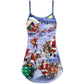 Santa Night Gift Painting – Women's Summer Sleeveless V-Neck Camisole Dress