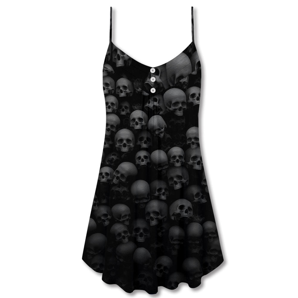Skull Dark Rebel Quote – Women's Summer Sleeveless V-Neck Camisole Dress