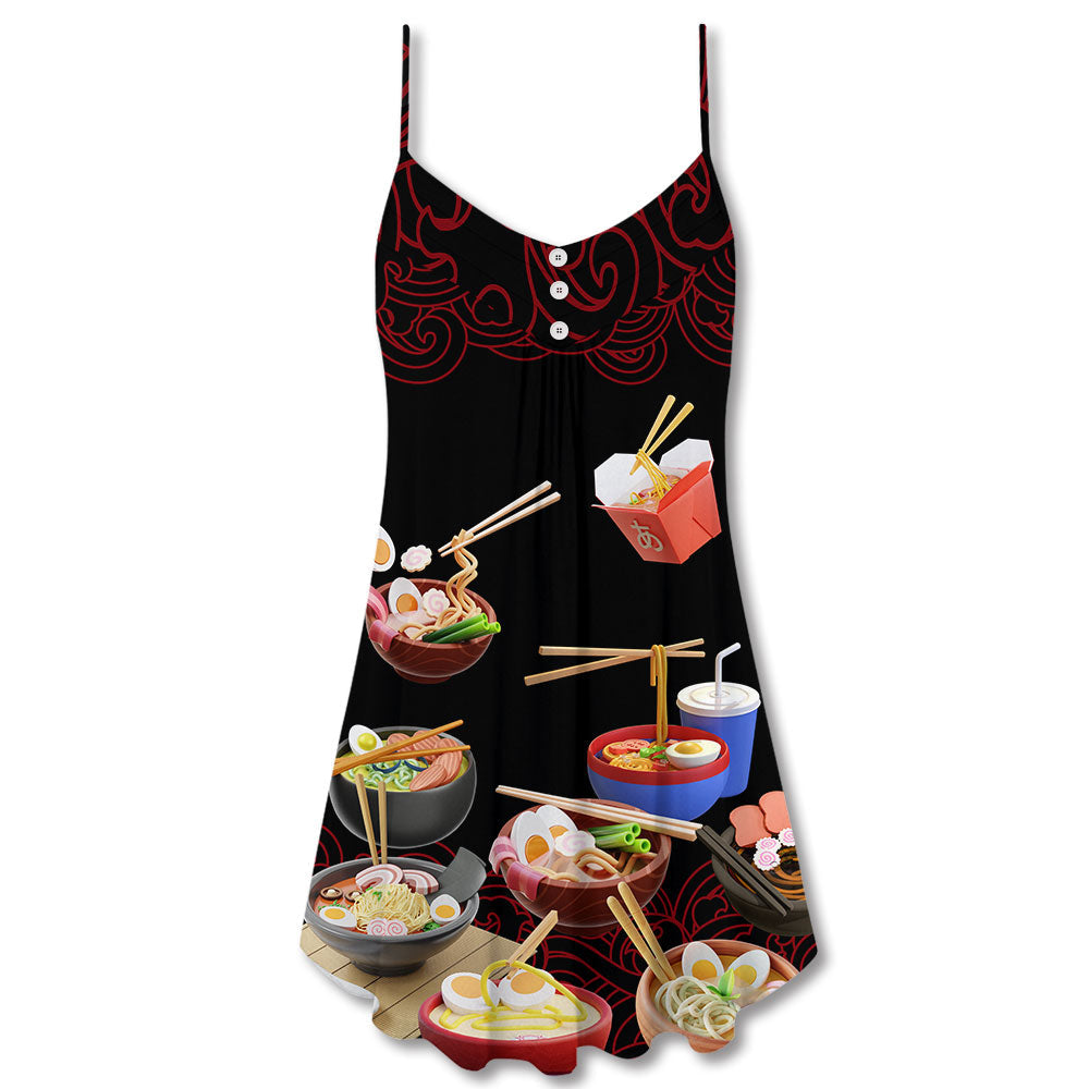 Ramen Fast Food Delicious – Women's Summer Sleeveless V-Neck Camisole Dress