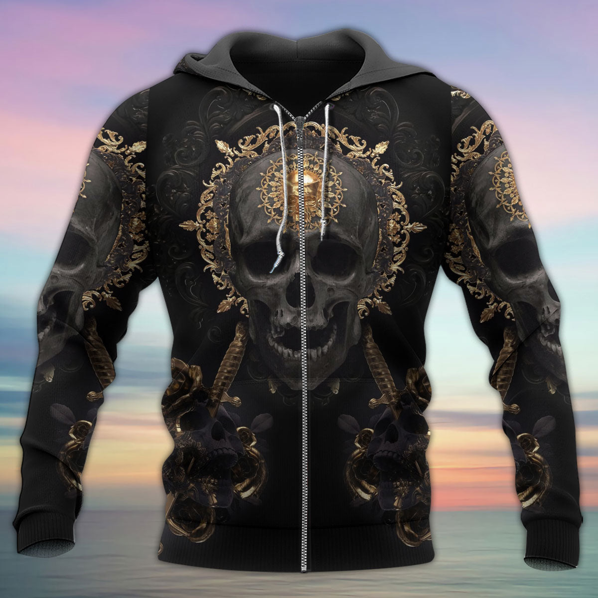 Golden Skull True King Quote Art – 3D Hoodie