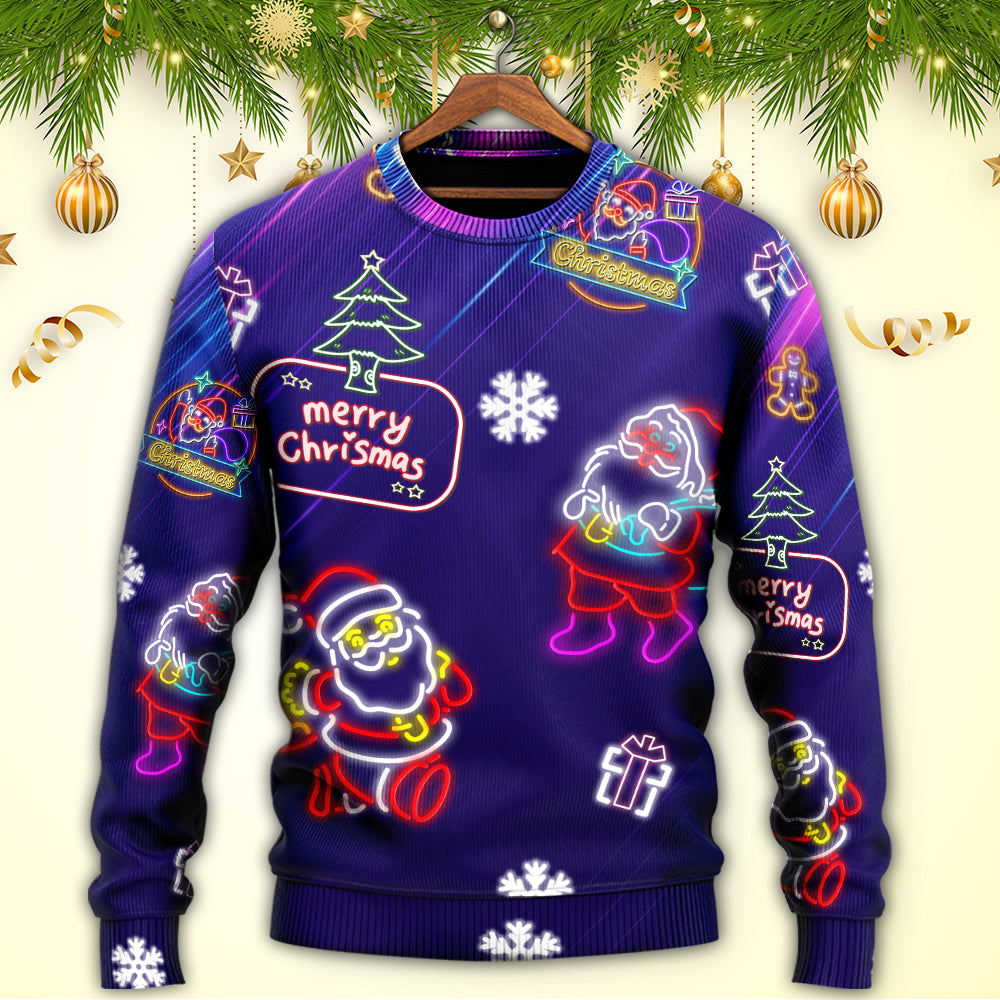 Christmas Santa Neon Light Party – Sweater - Ugly Christmas Sweater