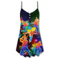 Cricket Neon Tree Christmas Snow – Women's Summer Sleeveless V-Neck Camisole Dress