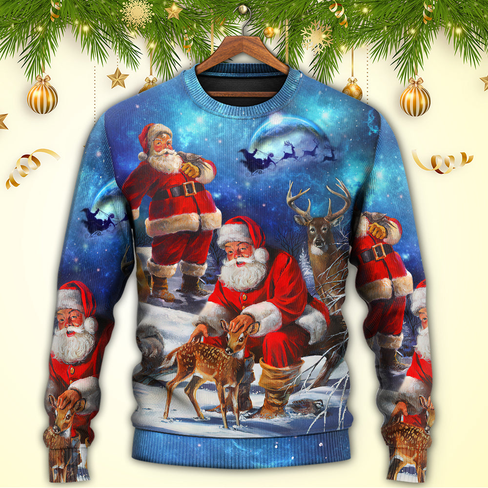 Christmas Santa Xmas Is Coming Night Art – Sweater - Ugly Christmas Sweater