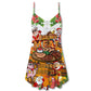 Christmas BBQ Rub My Meat Funny – Women's Summer Sleeveless V-Neck Camisole Dress