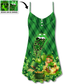 Lucky Lips Festive Vibes – Women's Summer Sleeveless V-Neck Camisole Dress