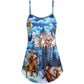 Horses And Santa Christmas Love – Women's Summer Sleeveless V-Neck Camisole Dress