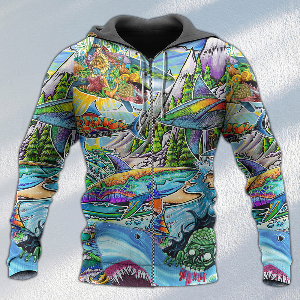 Hippie Shark Colorful Peace - 3D Hoodie