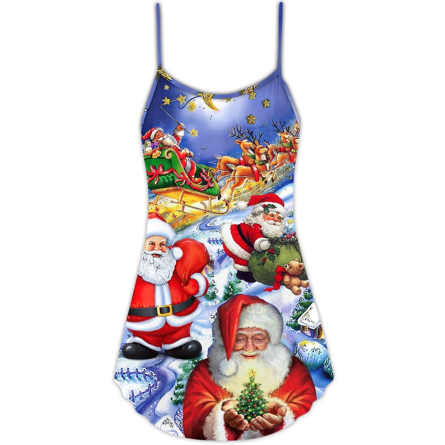 Funny Santa Happy Xmas Coming – Women's Summer Sleeveless V-Neck Camisole Dress