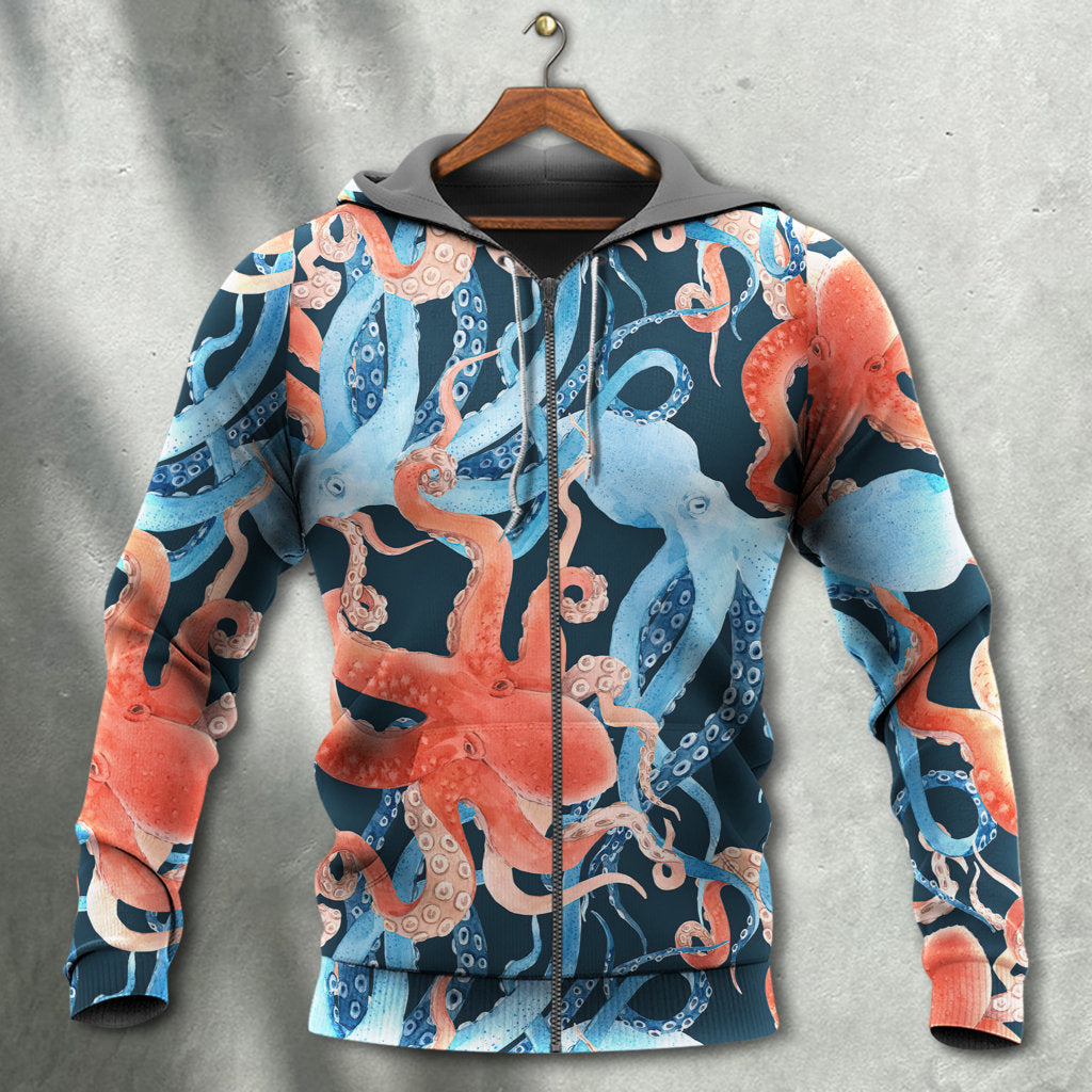 Octopus Colorful Ocean Life - 3D Hoodie