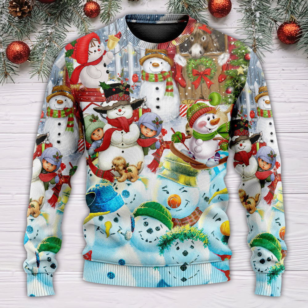 Snowman Happy Farm Holiday Christmas – Sweater - Ugly Christmas Sweater