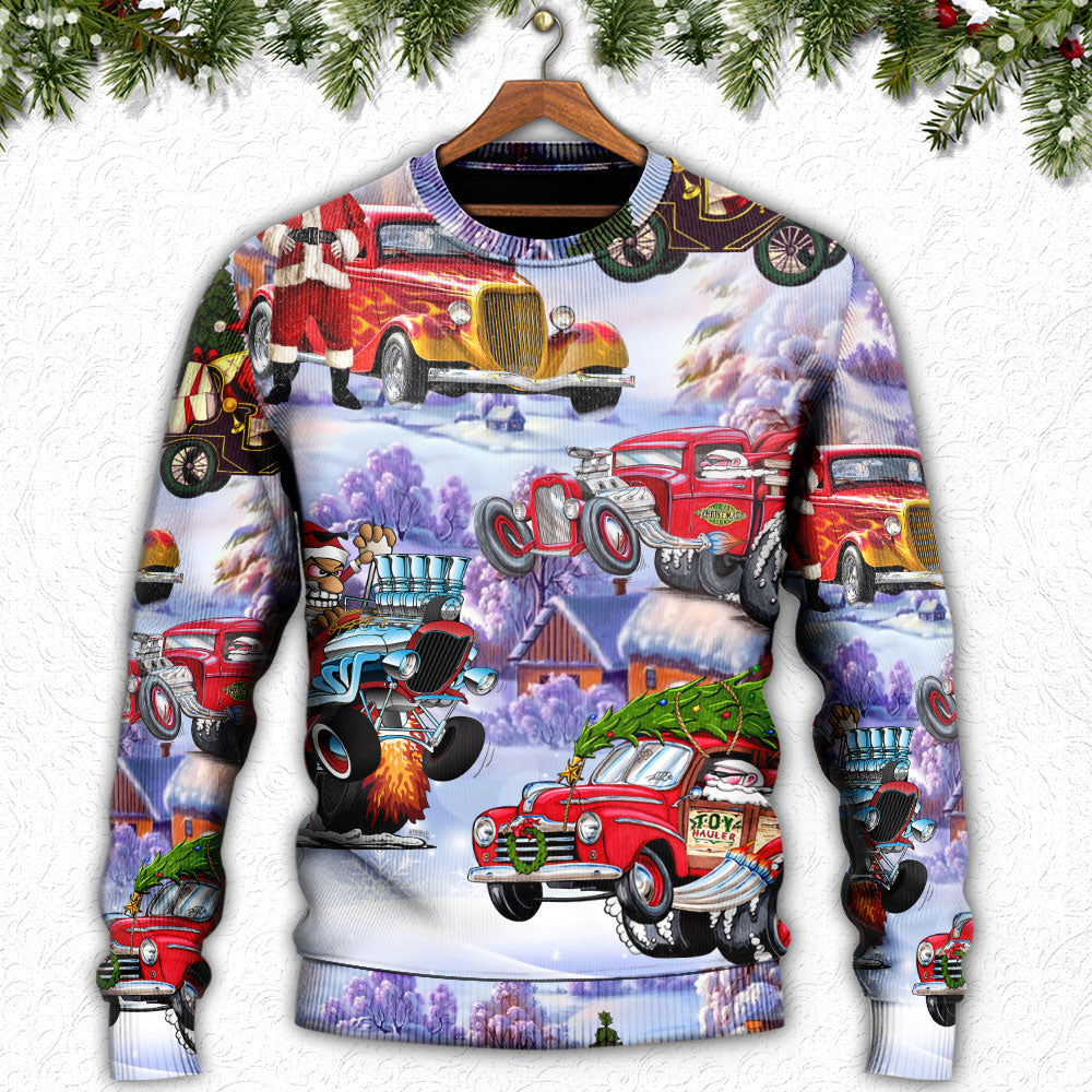 Santa Hot Rod Christmas Tree Style – Sweater - Ugly Christmas Sweater
