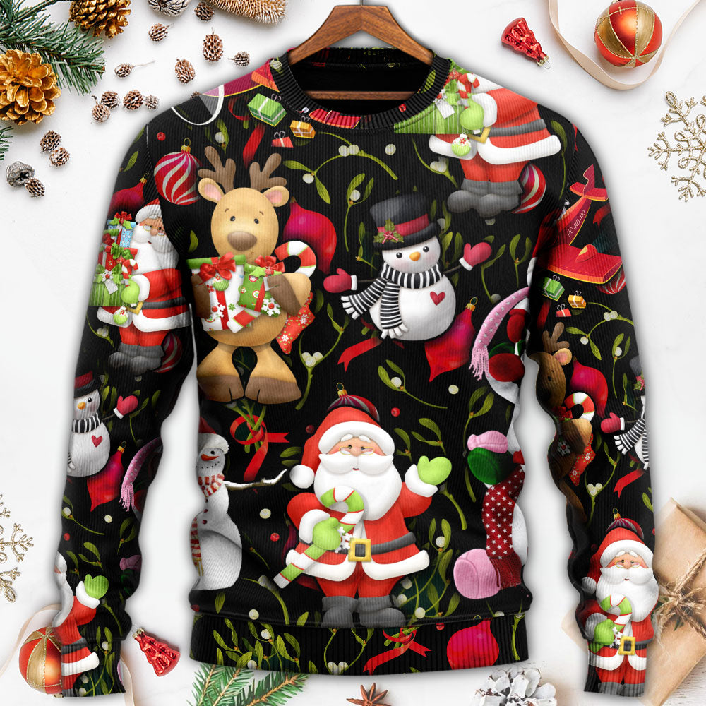 Christmas Joyful Santa Snowman Merry Xmas – Sweater - Ugly Christmas Sweater