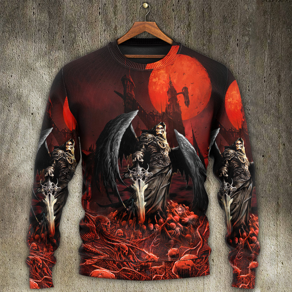 Halloween Skull Dark Night Art Style – Sweater - Ugly Christmas Sweater