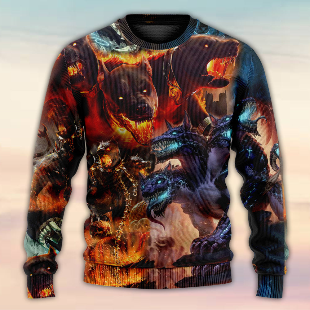Cute Dog Cartoon Winter Art Style – Sweater - Ugly Christmas Sweater