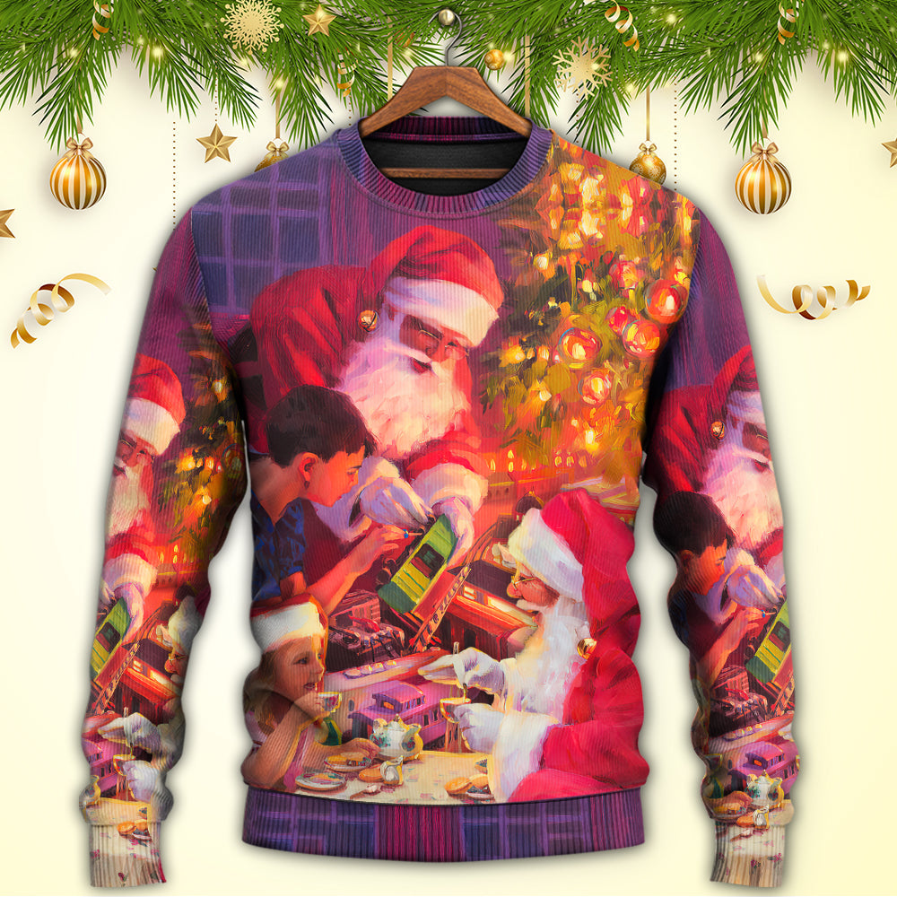 Christmas Santa Story Light Art Style – Sweater - Ugly Christmas Sweater