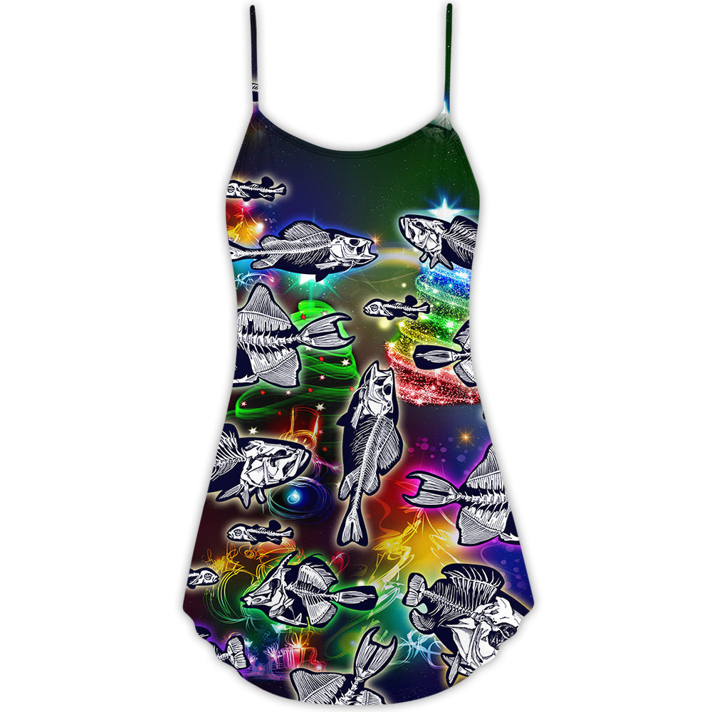 Fishing Lover Christmas Joy – Women's Summer Sleeveless V-Neck Camisole Dress