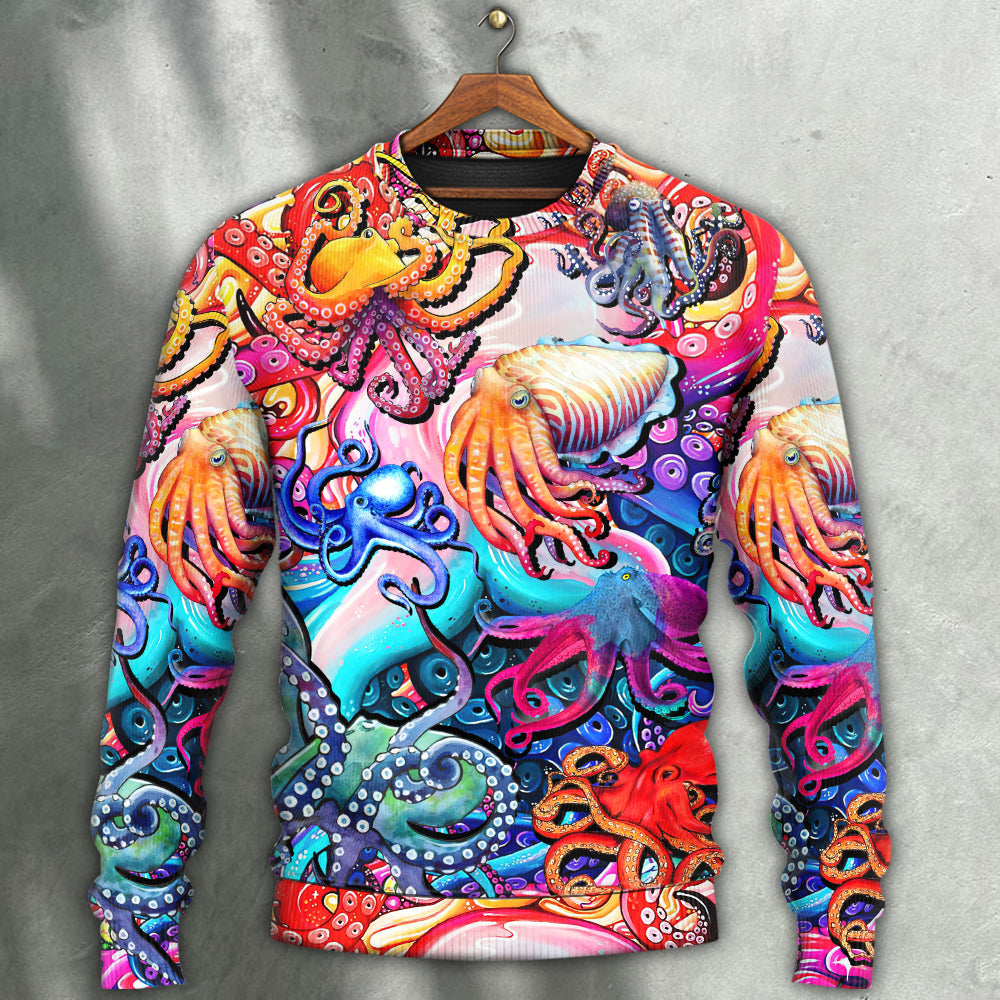 Colorful Octopus Lover Art Style – Sweater - Ugly Christmas Sweater