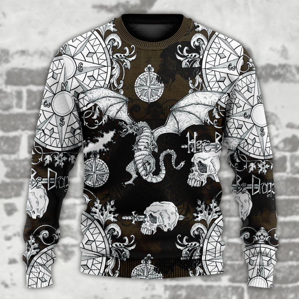 Flying Dragon Skull Gothic Art – Sweater - Ugly Christmas Sweater