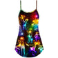 Christmas Family Love Neon Tree – Women's Summer Sleeveless V-Neck Camisole Dress