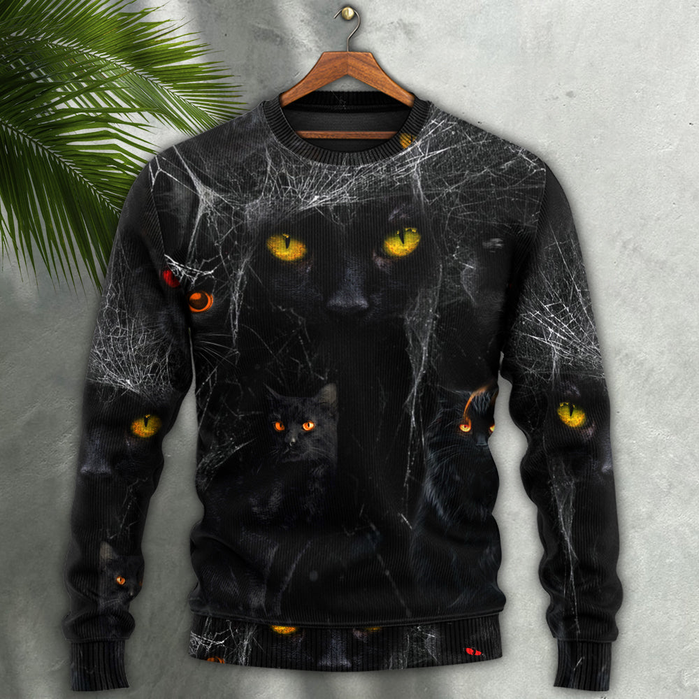 Halloween Black Cat Dark Night Art – Sweater - Ugly Christmas Sweater