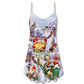 Santa And Gnomes Christmas Fun – Women's Summer Sleeveless V-Neck Camisole Dress