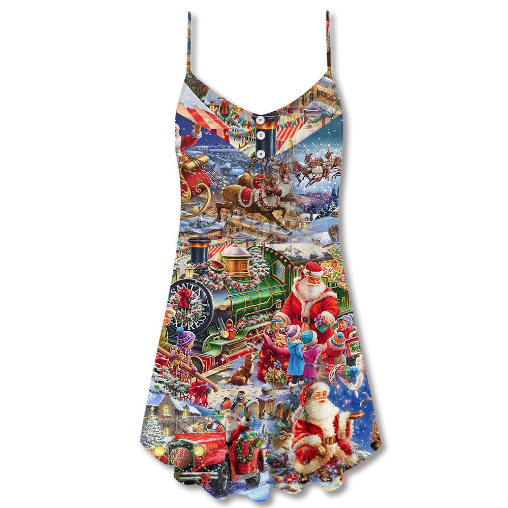 Christmas Joy Love Peace Family – Women's Summer Sleeveless V-Neck Camisole Dress