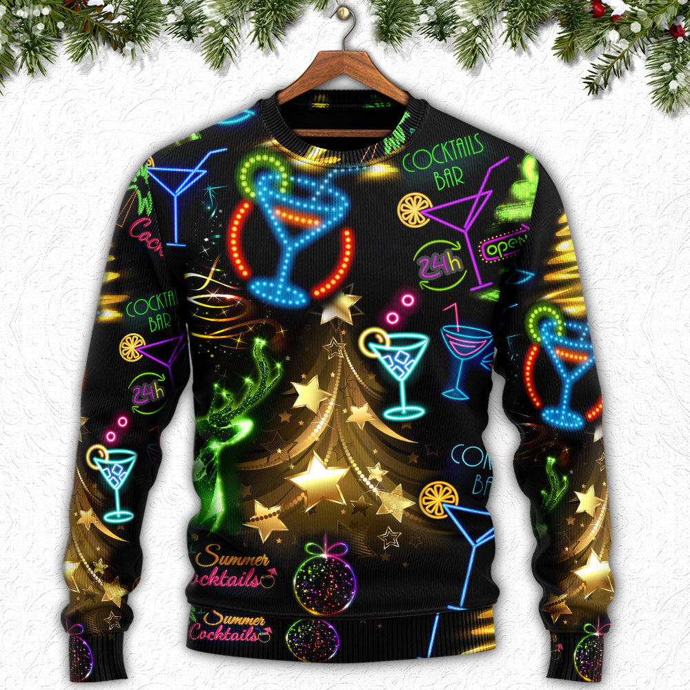 Christmas Cocktail Neon Art Style – Sweater - Ugly Christmas Sweater
