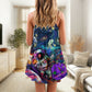 Hippie Galaxy Peace Life – Women's Summer Sleeveless V-Neck Camisole Dress
